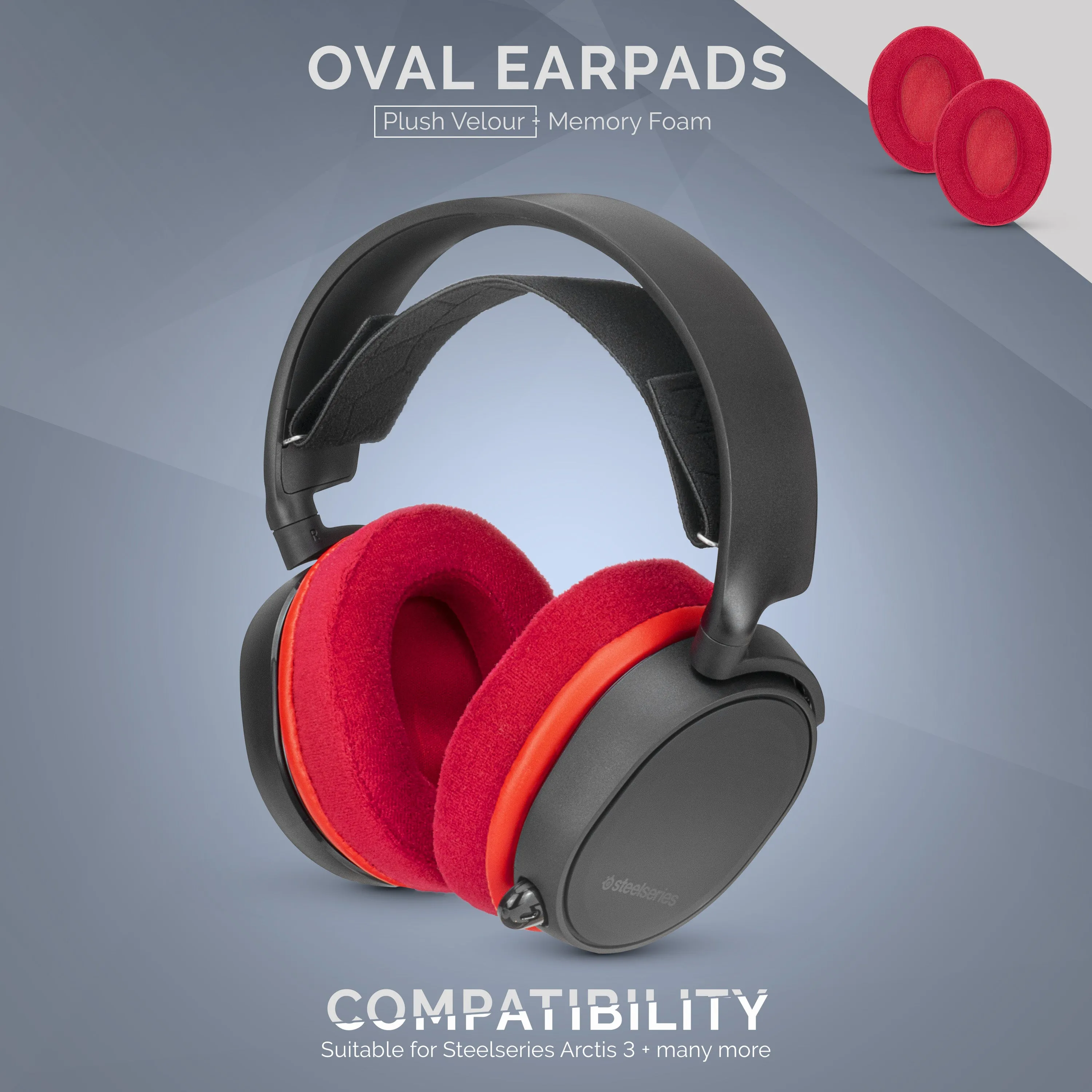 Velour Oval Replacement Earpads - Suitable for many Headphones