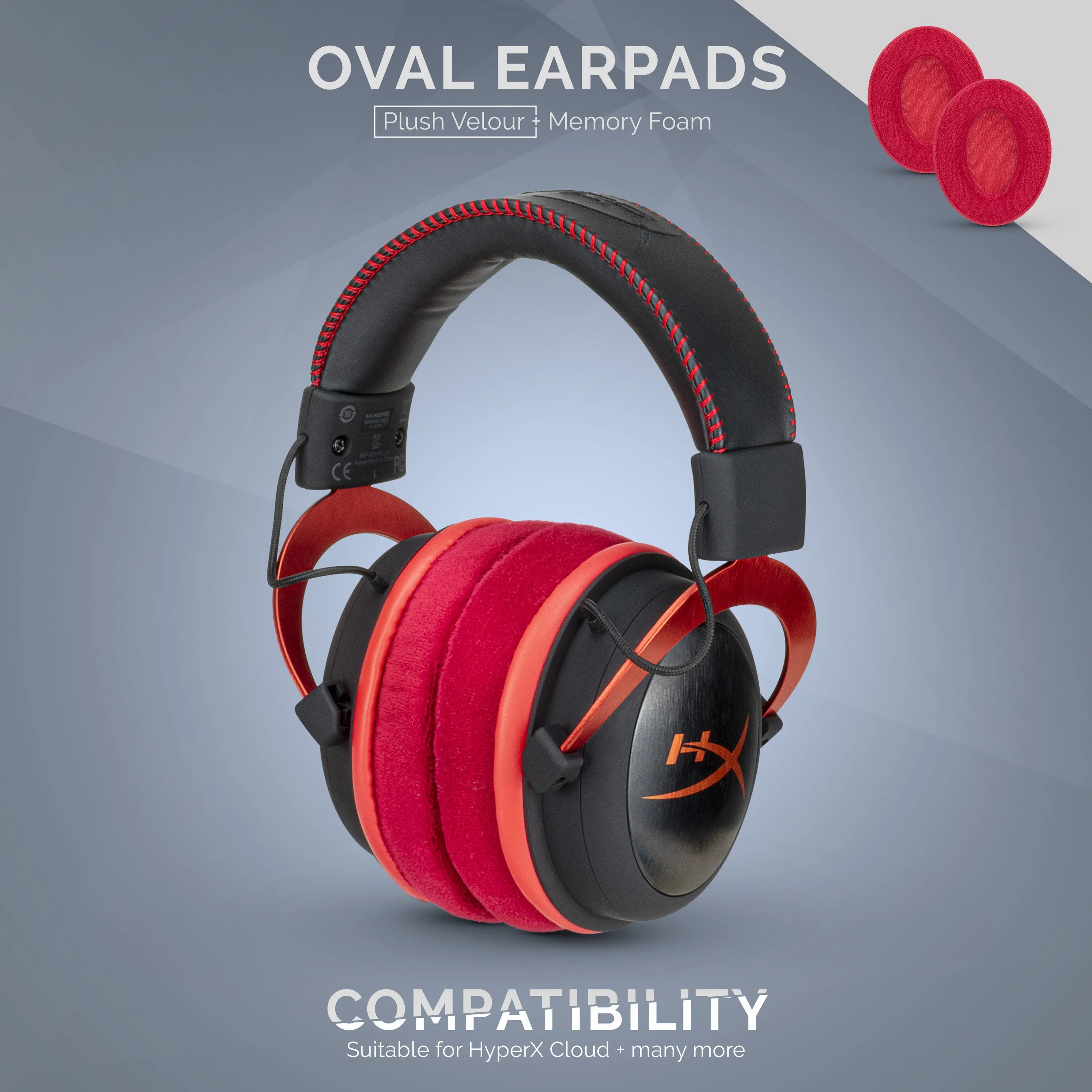 Velour Oval Replacement Earpads - Suitable for many Headphones