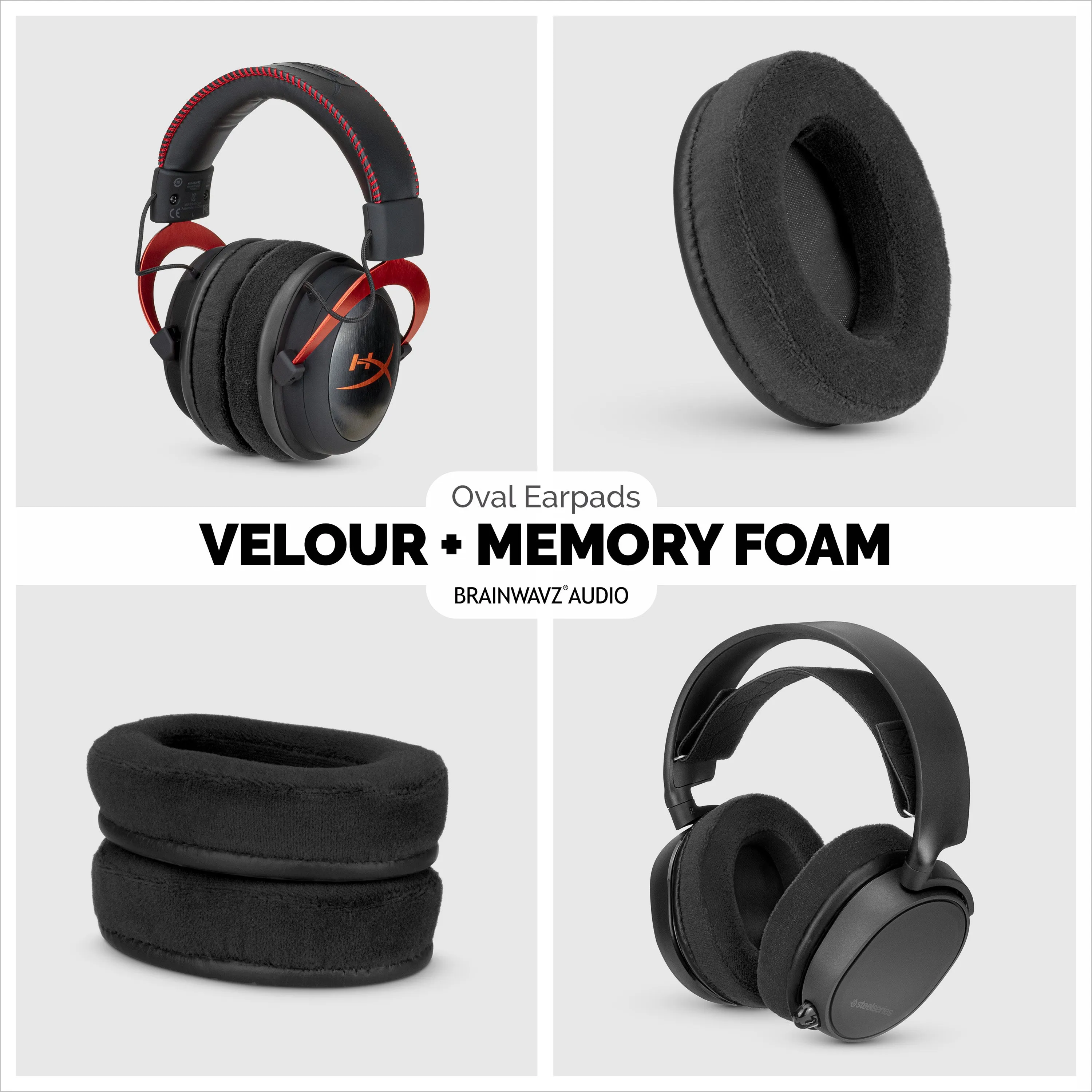 Velour Oval Replacement Earpads - Suitable for many Headphones