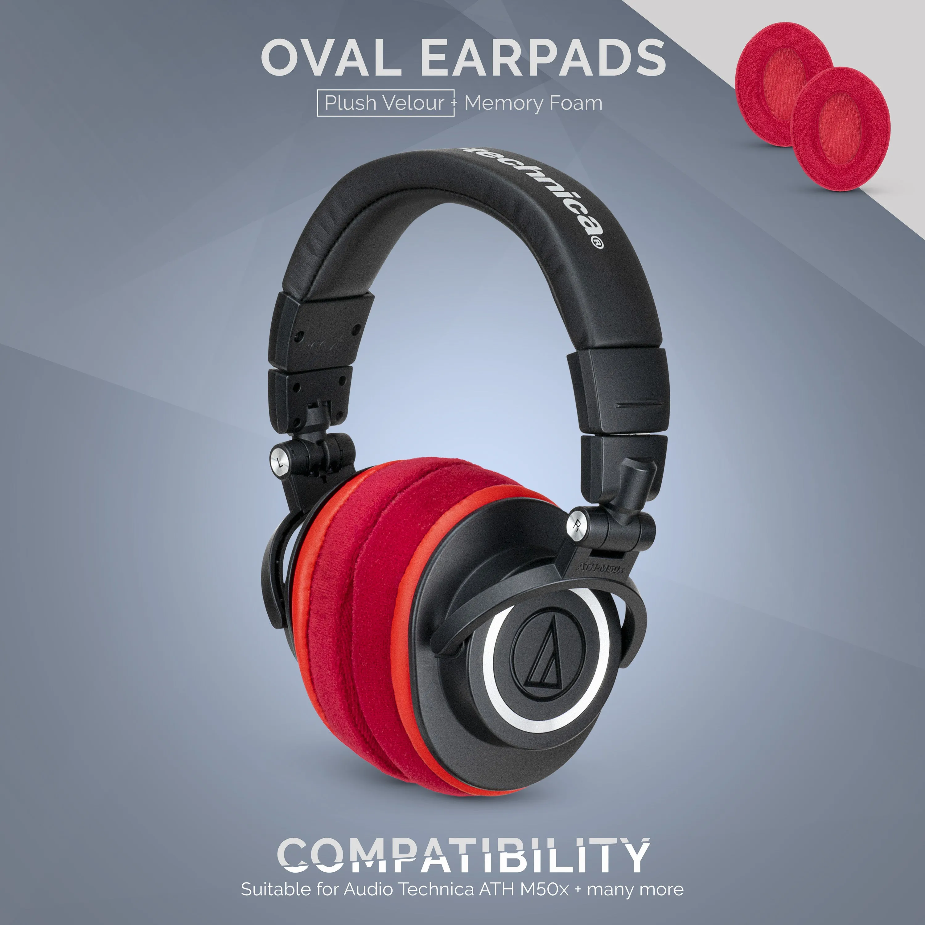 Velour Oval Replacement Earpads - Suitable for many Headphones