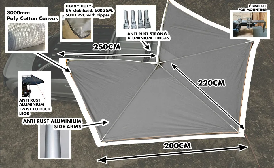 Ventura Deluxe 1.4 Roof Top Tent   Annex   270 Awning