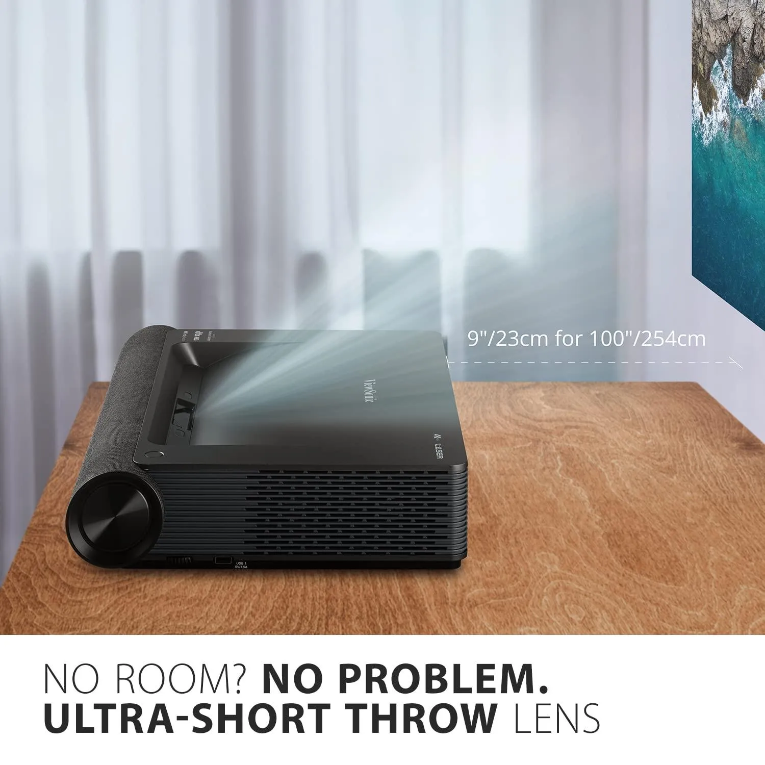 ViewSonic X2000B-4K Ultra Short Throw 4K UHD Laser Projector with 2000 Lumens.