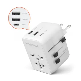 WorldCharge Universal Travel Adapter with USB-C | White